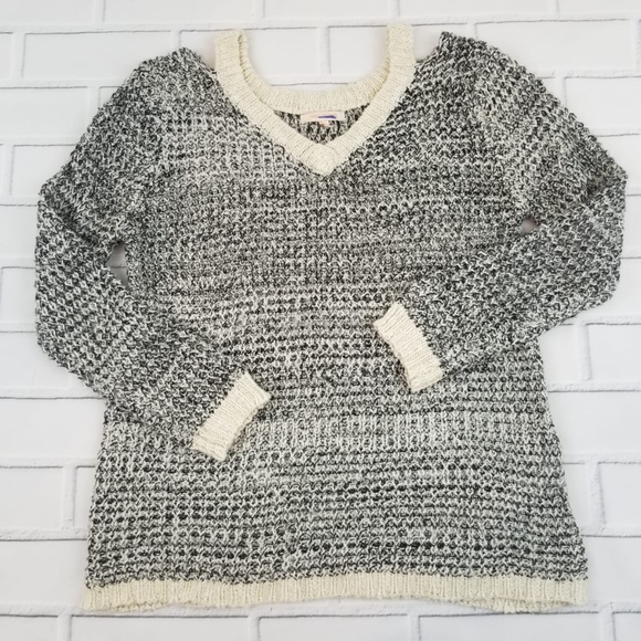 Skies Are Blue Cream/Black Cold Shoulder Sweater - Picture 6 of 6